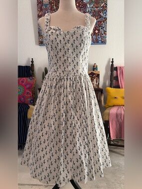 Unique Vintage Anchor ⚓️ Rope Print Fit & Flare Nautical Dress